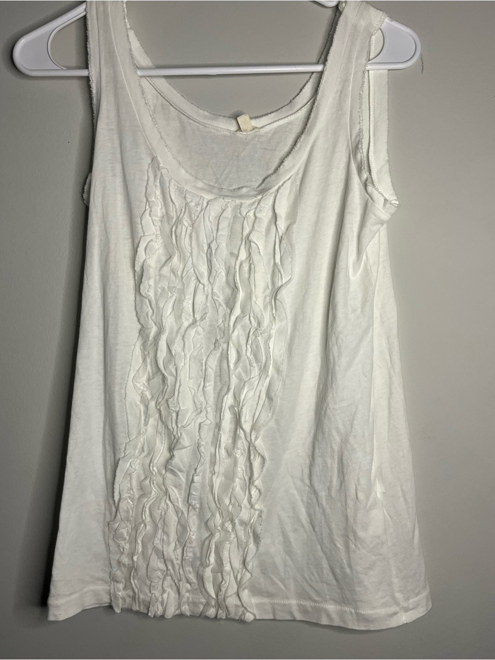 J crew small Women’s White Ruffle Front Tank Top